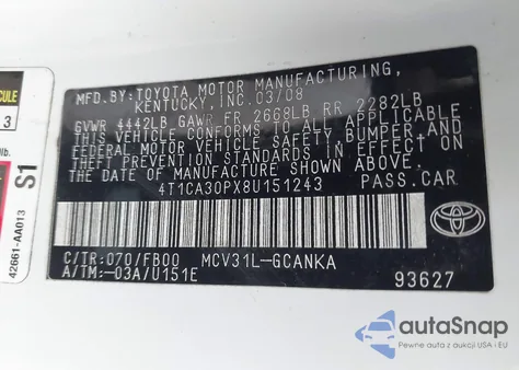 2008 Toyota Camry Solara Se V6 from USA, damaged, VIN 4T1CA30PX8U151243